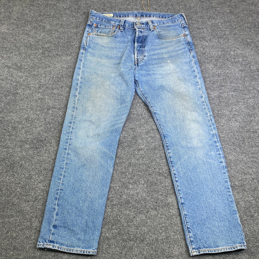 Levis Premium 501 ST Mens Light Wash Blue Straight Leg Taper Jeans 32x29